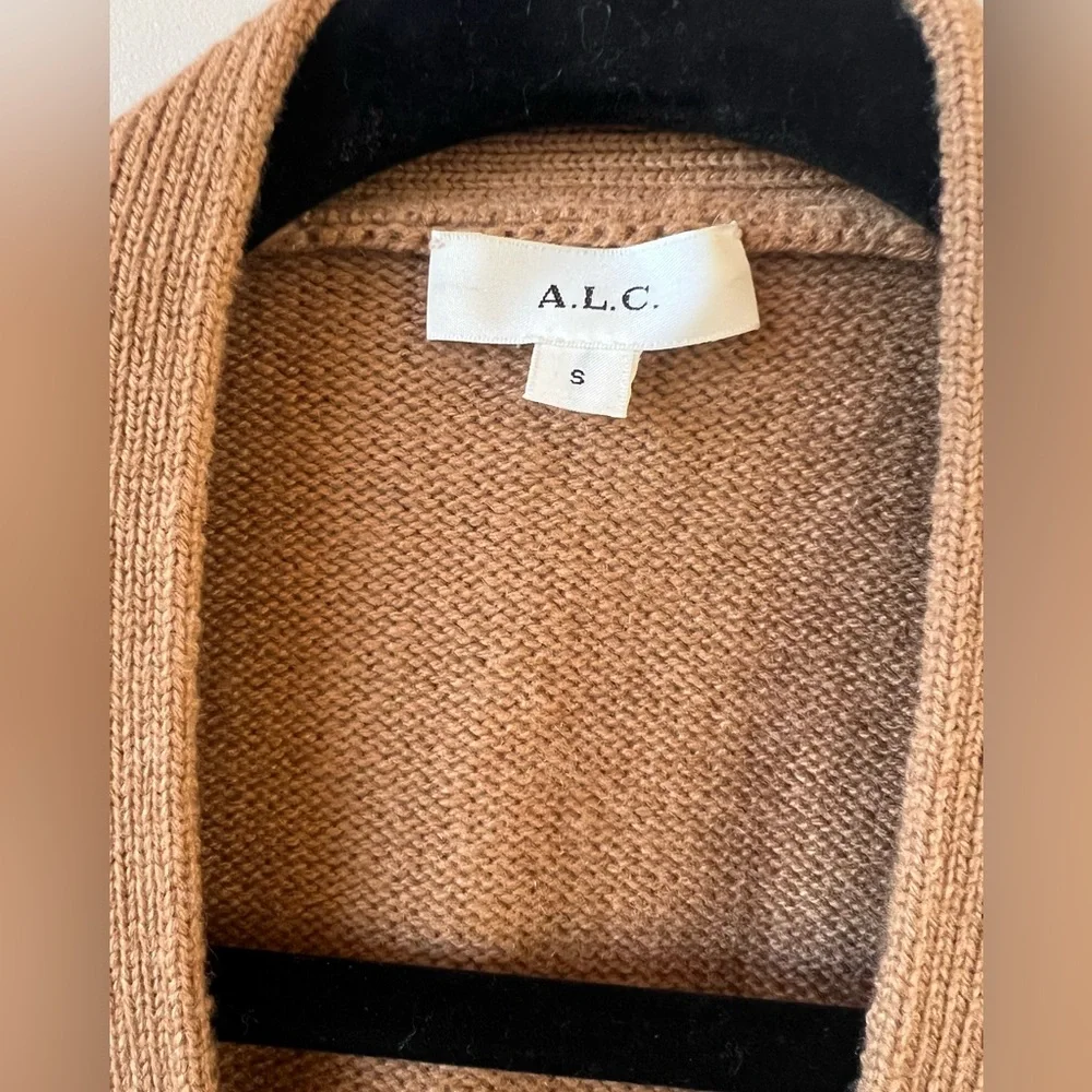 A.L.C. Tan Button-Up Women's wool Cardigan - Picture 4 of 6